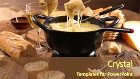  Presentation with cheese - Audience pleasing slides consisting of cheese fondue and baguette backdrop and a tawny brown colored foreground