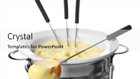  Presentation with piece of the pie - Presentation theme enhanced with cheese fondue in pot background and a white colored foreground