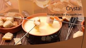 Presentation with cheese - Presentation theme featuring cheese fondue swiss background and a coral colored foreground