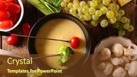  Presentation with cheese - Theme having cheese-fondue-with-fresh-vegetable background and a tawny brown colored foreground