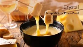  Presentation with wine cheese - Presentation design consisting of cheese-fondue-with-wine-glasses background and a gold colored foreground