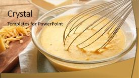  Presentation with cream cheese and fruit sandwich - PPT theme with cheese in bowl with corolla background and a coral colored foreground