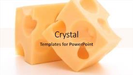  Presentation with white holstein friesian dairy cow - PPT theme with cheese isolated on white background background and a yellow colored foreground