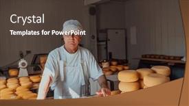  Presentation with further - PPT theme enhanced with cheese-maker-sorting-freshly-processed background and a tawny brown colored foreground