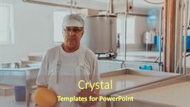  Presentation with machines - Slide deck featuring cheese-makser-working background and a violet colored foreground