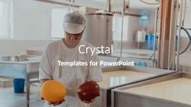  Presentation with machines - PPT theme having cheese-makser-working background and a gray colored foreground