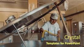  Presentation with machines - Presentation enhanced with cheese-makser-working background and a tawny brown colored foreground