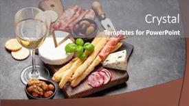  Presentation with white cheese - Amazing presentation design having cheese-meat-grapes-and-nuts backdrop and a gray colored foreground