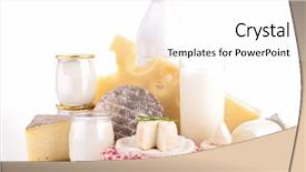 Presentation with dairy products - Colorful presentation theme enhanced with cheese milk - dairy products backdrop and a white colored foreground