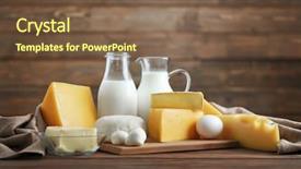  Presentation with dairy products - Audience pleasing slide set consisting of cheese milk - different dairy products on wooden backdrop and a tawny brown colored foreground