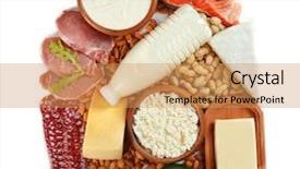  Presentation with proteins - Slide set enhanced with cheese milk - products containing proteins and fats background and a coral colored foreground