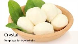  Presentation with green plate - PPT theme consisting of cheese mozzarella with green basil background and a lemonade colored foreground