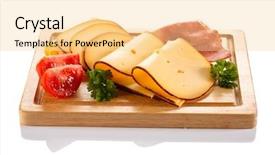  Presentation with white cheese - Colorful PPT theme enhanced with cheese on cutting board on white background backdrop and a blonde colored foreground