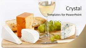  Presentation with wood board - PPT theme consisting of cheese on wood board background and a white colored foreground