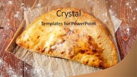  Presentation with tomato tissue culture - Beautiful PPT theme featuring cheese pie - calzone - stuffed pizza backdrop and a coral colored foreground