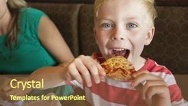  Presentation with restaurant menu pizza - Colorful PPT theme enhanced with favorite food - cute little boy taking backdrop and a  colored foreground
