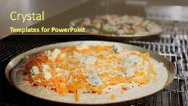  Presentation with industrial - Beautiful presentation design featuring cheese pizza entering the industrial oven close-up backdrop and a tawny brown colored foreground