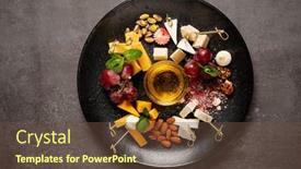  Presentation with honey - Slide deck having cheese-plate-with-honey background and a tawny brown colored foreground