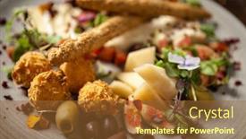  Presentation with camembert - Slide deck consisting of cheese-platter-for-two-goat background and a tawny brown colored foreground