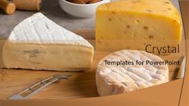  Presentation with cheese - Presentation theme featuring cheese-platter-with-a-variation background and a yellow colored foreground