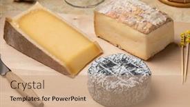  Presentation with cutting board - Theme having cheese-platter-with-french background and a coral colored foreground