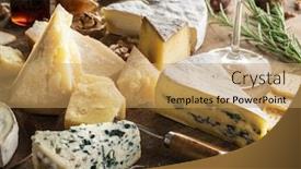  Presentation with wine cheese - Slides having cheese-platter-with-organic-cheeses background and a coral colored foreground