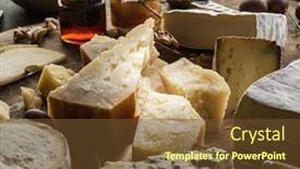  Presentation with wine cheese - Beautiful slide deck featuring cheese-platter-with-organic-cheeses backdrop and a tawny brown colored foreground