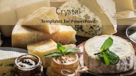  Presentation with cheese - Presentation design consisting of cheese-platter-with-organic-cheeses background and a coral colored foreground