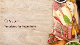  Presentation with vegetable cutting board - Beautiful theme featuring cheese prosciutto bread vegetables backdrop and a lemonade colored foreground