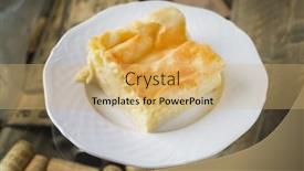  Presentation with cheese pie - Slide set having cheese-puff-pie-from-unleavened background and a yellow colored foreground