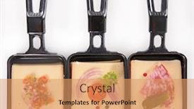  Presentation with shredded cheese - PPT theme enhanced with cheese-raclette background and a coral colored foreground