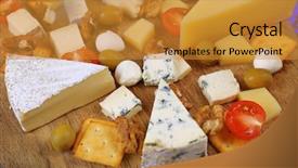  Presentation with cheese - Presentation design consisting of cheese-ready-for-tasting-closeup background and a gold colored foreground