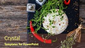  Presentation with thyme - Slides consisting of cheese-robiola-d-alba background and a tawny brown colored foreground