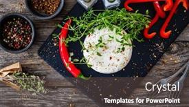  Presentation with thyme - PPT theme with cheese-robiola-d-alba background and a dark gray colored foreground