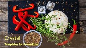  Presentation with thyme - Presentation theme having cheese-robiola-d-alba background and a tawny brown colored foreground