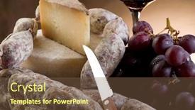  Presentation with cheese - PPT layouts featuring cheese-salami-grapes-and-redwine background and a tawny brown colored foreground