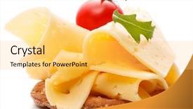  Presentation with cream cheese and fruit sandwich - PPT theme with cheese sandwich isolated on white background and a yellow colored foreground