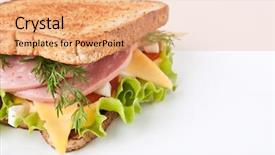  Presentation with cream cheese and fruit sandwich - Audience pleasing presentation theme consisting of cheese sandwich on toasted backdrop and a coral colored foreground