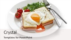  Presentation with egg dishes - Beautiful presentation theme featuring cheese sandwich with fried egg backdrop and a lemonade colored foreground