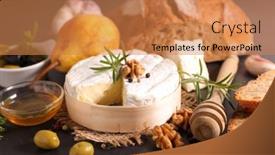  Presentation with walnut - Beautiful PPT theme featuring cheese-walnut-bread-and-honey backdrop and a coral colored foreground