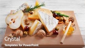  Presentation with honey - Presentation theme featuring cheese with fruits and honey background and a tawny brown colored foreground