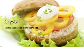  Presentation with miner - PPT theme consisting of cheese yellow pepper and tomato background and a  colored foreground