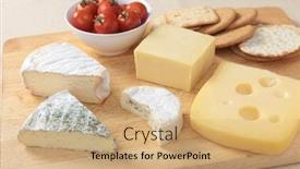  Presentation with cheddar - Colorful PPT theme enhanced with cheeseboard-with-jarlsberg-cheddar-herbed backdrop and a coral colored foreground