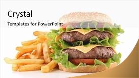  Presentation with fast food - Beautiful PPT theme featuring cheeseburger and french fries backdrop and a white colored foreground