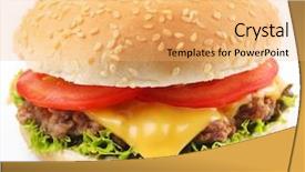  Presentation with burger - Slides consisting of cheeseburger on a white background background and a yellow colored foreground