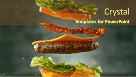  Presentation with realistic - Presentation having cheeseburger-with-flying-ingredients-realistic background and a tawny brown colored foreground