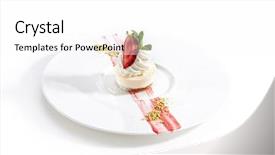  Presentation with white cheese - Cool new slides with cheesecake from homemade ricotta isolated backdrop and a white colored foreground