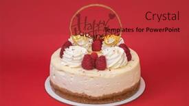  Presentation with cheesecake - Presentation design enhanced with cheesecake-homemade-birthday-cake background and a  colored foreground
