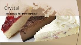  Presentation with cheesecake - Colorful theme enhanced with cheesecake slices on white background backdrop and a coral colored foreground