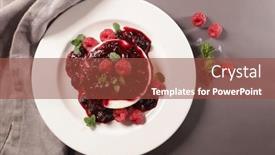  Presentation with cheesecake - Colorful presentation theme enhanced with cheesecake-with-berries-fruits-top backdrop and a tawny brown colored foreground